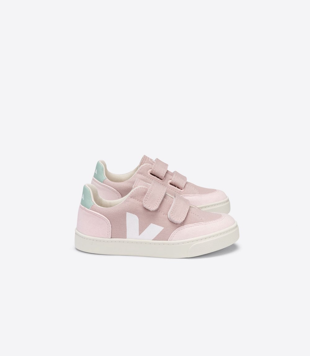 Veja Sneakers Kids - V-12 Velcro Canvas - Pink/White - 3601YVLWZ